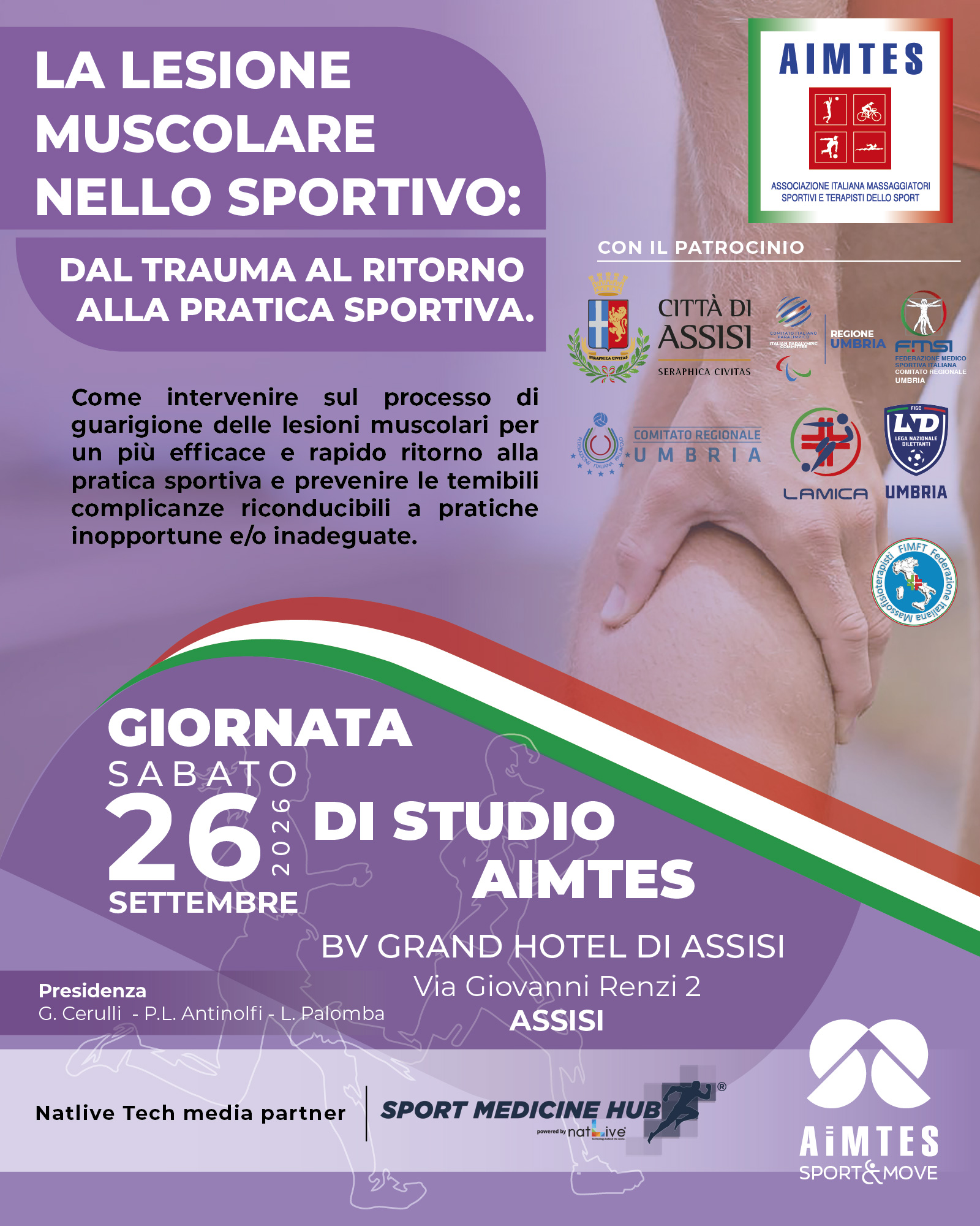 Lesioni muscolari nello sportivo: ad Assisi una faculty multidisciplinare per la Giornata di Studio AIMTES